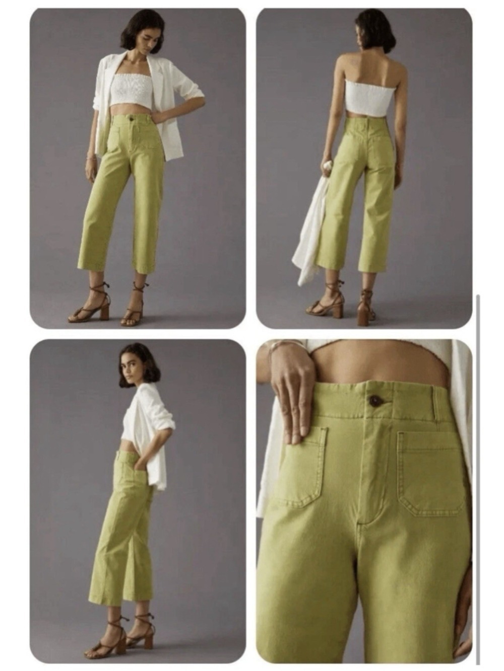 ANTHROPOLOGIE PILCRO THE SKIPPER HIGH RISE CROP PATCH POCKET PANTS MOSS Sz 28 - Picture 3 of 14